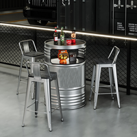 Ensemble de table et chaises de bar industrielles en acier, hauteur comptoir, pour pub, café, salon, restaurant, boîte de nuit