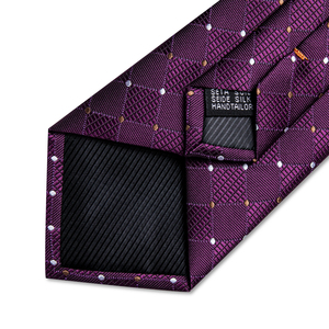 Cravatta da uomo casual con pois <span class=keywords><strong>viola</strong></span>, fazzoletto da taschino e gemelli, accessori per affari e matrimoni, regalo, in seta jacquard - Product Image 5