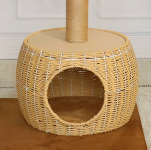 Modern Kedi Ağacı, Doğal <span class=keywords><strong>Sisal</strong></span> Tırmalama Direği ile Uzun Kedi Kulesi, El Yapımı Hasır Kedi Evi ve Üst Tırmanma Platformu, Eğlenceli Asılı Oyuncak - Product Image 3