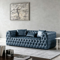 Canapé Chesterfield classique en cuir capitonné, canapé moderne à rangées droites avec boutons capitonnés, canapé de luxe pour salon, canapé 3 places, meubles pour la maison