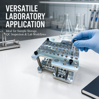 Support d'échantillons multi-puits en aluminium usiné CNC de précision, support de grille 96 puits, dispositif de laboratoire personnalisé OEM, services d'usinage 3D