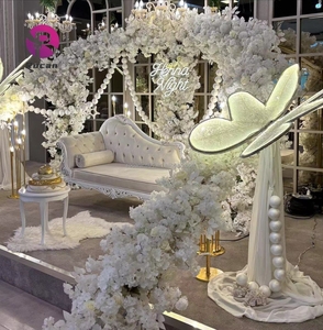 웨딩 플라워 아치 이벤트 행사 꽃 스탠드 구조 파티 무대 배경 장식에 대한 흰색 웨딩 아치 배경 - Product Image 2