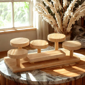 Support de rangement <span class=keywords><strong>à</strong></span> double niveau en bois massif pour bureau échelle de maternelle petits ornements présentoir <span class=keywords><strong>à</strong></span> fleurs support d'organisation - Product Image 3