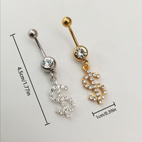 Beliebte Piercing Bling Kristall Strass Liebe Herz Anhänger Bauchnabel Ringe Sexy Diamant Herzform Herz Nabel Ring