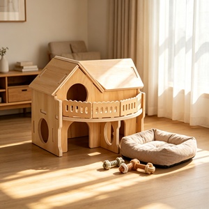 Maison pour hamster haut de gamme <span class=keywords><strong>en</strong></span> <span class=keywords><strong>bois</strong></span> massif, double étage, grand espace, <span class=keywords><strong>cabane</strong></span> pour hamster, villa, accessoire - Product Image 1