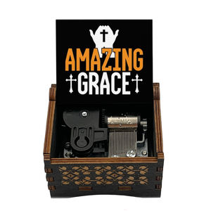 Caja de Música Vintage de Madera con la Canción de Góspel "Amazing Grace", Regalo Cristiano Perfecto - Product Image 6
