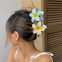 Pinces à cheveux mignonnes et préppy à thème tropical plage, fleurs hawaïennes plumeria et hibiscus, pour femmes et filles, Chine