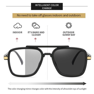 Nuovi Occhiali da Sole a Doppia Montatura con Lenti Cangianti, Stile Iron Man, Occhiali da Sole e Anti-Luce Blu per <span class=keywords><strong>Uomo</strong></span> - Product Image 2