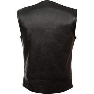 2025 cuir hommes noir fermeture éclair avant col gilet de style club LKM3711 - Product Image 2