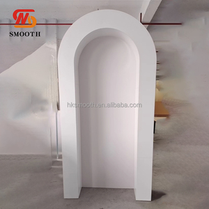 Arche de toile de fond en acrylique rose lisse avec nœud et fleurs, ensemble de support en PVC pour décorations d'événements et de fêtes - Product Image 4