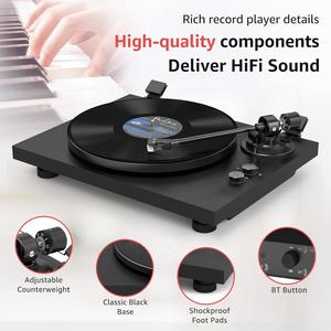 <span class=keywords><strong>Tocadiscos</strong></span> de aluminio con transmisión por correa, 2 velocidades RPM, <span class=keywords><strong>Phono</strong></span> A-T, cartucho MM, reproductor de discos de vinilo, <span class=keywords><strong>salida</strong></span> de audio inalámbrica - Product Image 2