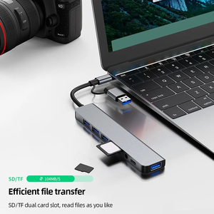 Extensor USB <span class=keywords><strong>8</strong></span> en 1 con Lector de Tarjetas SD/TF, Conector para Auriculares Auxiliar de 3.5 mm, Carcasa de Aluminio, Hub Multipuerto USB 3.0 para Computadora Portátil - Product Image 6