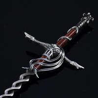 Épée de Chevalier Flamme Eldem de 30 cm en Alliage de Zinc Métallique, Modèle de Collection, Artisanat, Miniature, Accessoires de Cosplay