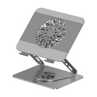 Nouveauté Metal 360 °   Support d'ordinateur portable rotatif, support d'ordinateur portable à angle réglable avec ventilateur magnétique amovible avec lumière RVB