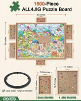 Puzzle en bois personnalisé en usine, 1500 pièces, table de puzzle portable avec 6 tiroirs pour adultes et enfants