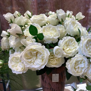 Rosa Artificiale Austin a Tre Teste, Decorazione Floreale per Matrimoni, Composizione Floreale, Decorazione per la Casa, Sfondo Floreale per Vasi - Product Image 1