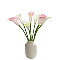 Fleur artificielle de lys calla en PU avec texture gaufrée, bord frisé, longue tige - Décoration intérieure, accessoire de photographie, best-seller transfrontalier