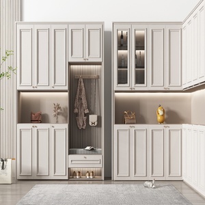 Mueble Zapatero Moderno Minimalista Blanco con Panel de Aluminio Tipo Panal, <span class=keywords><strong>Armario</strong></span> de <span class=keywords><strong>Entrada</strong></span>, Mueble de Hogar Elegante - Product Image 4