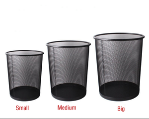 PAPER BASKET TRASH BIN ROUND METAL MESH WASTE BINS TRASH CAN DUSTBIN WASTEBASKET GARBAGE BIN