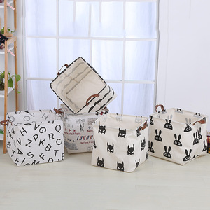 Clothing Organizer <b>Storage</b> Box Rectangle Foldable Linen Fabric Home Use Desktop <b>Clothes</b> Quilts Moving - Product Image 4