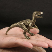 Métal artisanat simulation double couronne dragon ornements dinosaure bronze statue maison collection