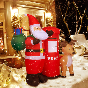 Customizable 6Ft Light-Blow up Inflatable <strong>Christmas</strong> Scene Santa Claus and Reindeer with <strong>Postbox</strong> Factory Wholesale - Product Image 4