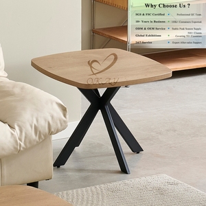 Table basse en mélamine OKAY, style moderne <span class=keywords><strong>de</strong></span> luxe, pour hall <span class=keywords><strong>de</strong></span> villa, résistante à la chaleur, avec pieds en métal noir et plateau en MDF. - Product Image 1