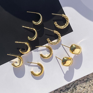 <b>Cuff</b> <b>Earrings</b> Geometric C Shape 14K Gold Stainless Steel Unisex Fashion Jewelry - Product Image 2