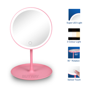 Mesa de maquillaje portátil Maquiagem, espejo de luz plegable USB redondo para regalo de niña, escritorio de pie, pantalla táctil inteligente, espejo de maquillaje Led - Product Image 2