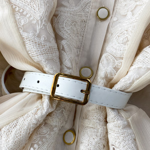 <span class=keywords><strong>Abito</strong></span> Lungo da Donna Retrò con Ricami in Pizzo, Colletto a Risvolto, Maniche a Lanterna e Chiusura Monopetto, con Ampia Gonna a Ruota - Product Image 5