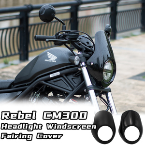 REBEL <span class=keywords><strong>CM300</strong></span>摩托车ABS塑料前围前照灯整流罩盖，带挡风玻璃和前叉安装 - Product Image 3