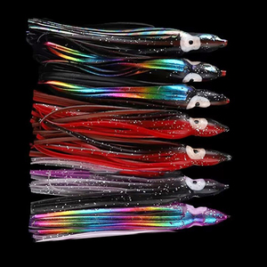 Señuelo de Pesca de Silicona Holográfico Multicolor Alpha OEM con Ojos, Faldas de <span class=keywords><strong>Pulpo</strong></span>, Señuelo de Arrastre para Pesca en Agua Salada - Product Image 1