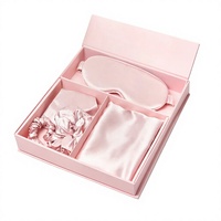 Ensemble cadeau de luxe en soie de mûrier 100% tissée, personnalisé avec logo OEM/ODM, comprenant un masque de nuit, un chouchou et une taie d'oreiller, pour usage domestique, vente en gros