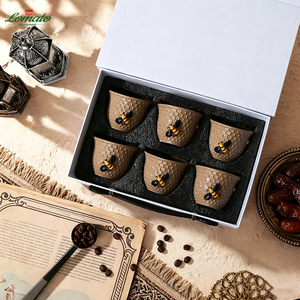 Tasses à café en céramique gaufrées nid d'abeille, motif personnalisé, mini-tasses à thé arabes pour le thé de l'après-midi au Moyen-Orient, hôtel, restaurant - Product Image 3