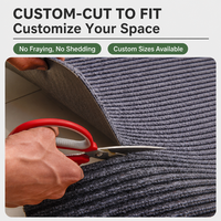 Tapis d'entrée moderne en polyester côtelé à rayures personnalisées, fabriqué à la machine, avec support en PVC pour la cuisine