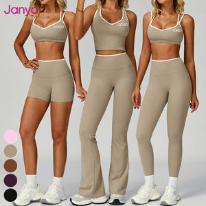 Reggiseno sportivo <span class=keywords><strong>Sexy</strong></span> con cinturini incrociati da donna e Leggings a vita alta con croce a V Set completo da Yoga - Product Image 1