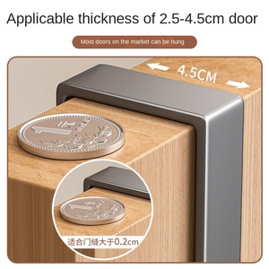 Appendiabiti Retrattile <span class=keywords><strong>in</strong></span> <span class=keywords><strong>Metallo</strong></span> <span class=keywords><strong>da</strong></span> Porta, Gancio <span class=keywords><strong>Portachiavi</strong></span> <span class=keywords><strong>in</strong></span> Acciaio Inox, Organizzatore per Cappotti, Accappatoi e Asciugamani - Product Image 3