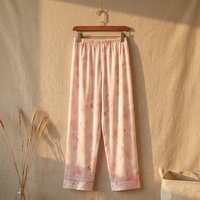 Ensemble de pyjama imprimé pour femmes, vêtements de nuit doux et respirants, tissés, avec boutons sur le devant, taille élastique, combinaison longue pour la détente