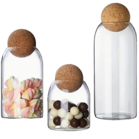 Pot en verre cylindrique transparent en borosilicate avec couvercle en liège vide pour bougies et diffuseurs de parfum - Décoration de Noël pour la maison et fournitures d'artisanat