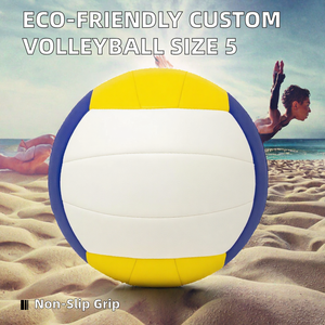 Balón de Voleibol de PU Tamaño 5 Personalizado, Cámara de Goma Natural, Balón de Entrenamiento Amarillo, Azul y Blanco para Interior y Exterior - Product Image 2
