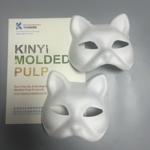 2024 máscara en blanco de papel media cara pintada a mano gato zorro máscara anime Demon Slayer mascarada Halloween Festival Cosplay Prop - Product Image 6