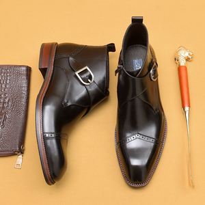 Bottines en cuir de vachette pour homme, fermeture éclair, style britannique, luxe léger, bottes en cuir véritable - Product Image 5