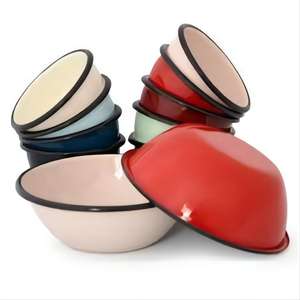 Hochwertige hand gefertigte einfarbige Abenteuer geschirr Emaille Stahl Metall Obst Emaille Ware Schüssel - Product Image 2