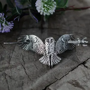 Pagan gotik baykuş Hairclip hilal ay hayvan yarasa firkete Goth saç takı kadınlar için