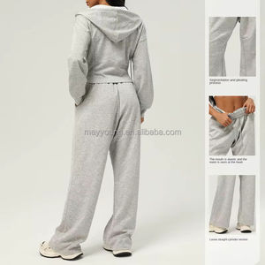 MAY YOUNG Ladies Sportswear Set Reiß verschluss Hoodie Jacke und High Waist Casual Pants New Style Atmungsaktives Fitness studio und Yoga Tennis Wear - Product Image 4