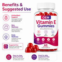 Gummies de Vitamine E à Pectine Clean Label, Sans Gélatine, Sans Gluten, Sans OGM, Format Gommeux, Nutrition Quotidienne pour le Bien-être, Ligne de Production OEM