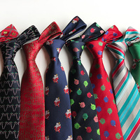 Hoch dichte Polyester Anti-Pilling Jacquard Charakter Muster Formale Weihnachts bindungen Festliche Hochzeit Bräutigam Zubehör Lager