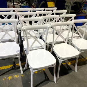 SMOOTH Wedding Reception Ballroom Decoration White PP Plastic <b>Resin</b> Cross Back Chair - Product Image 1