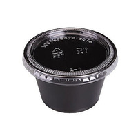 Ensemble de gobelets à sauce jetables anti-goutte et anti-odeur avec couvercle à compartiments, forme trapézoïdale, en plastique PET de qualité alimentaire, pour plats à emporter