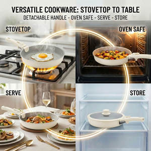 E-Top Ensemble de 14 pièces d'ustensiles de cuisson forgés sur mesure en aluminium, comprenant des marmites, des casseroles, des poêles et des sauteuses, compatible induction et résistant au four - Product Image 6